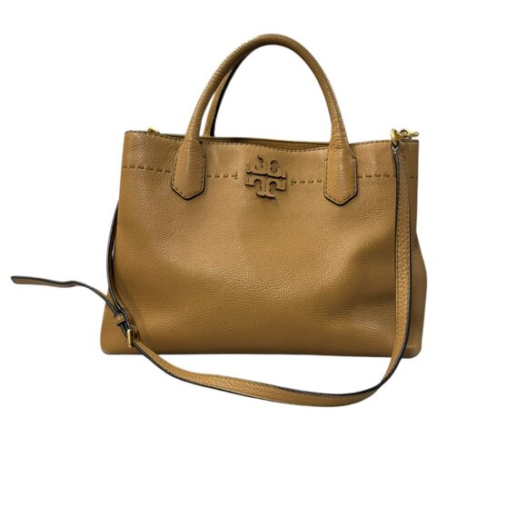 Tory Burch McGraw Triple Compartment Leather Satchel - Tiramisu - Picture 1 of 17